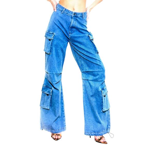 Labijou Cargo Jeans Cargo Light Color Denim Large Jrs - Picture 12 of 14